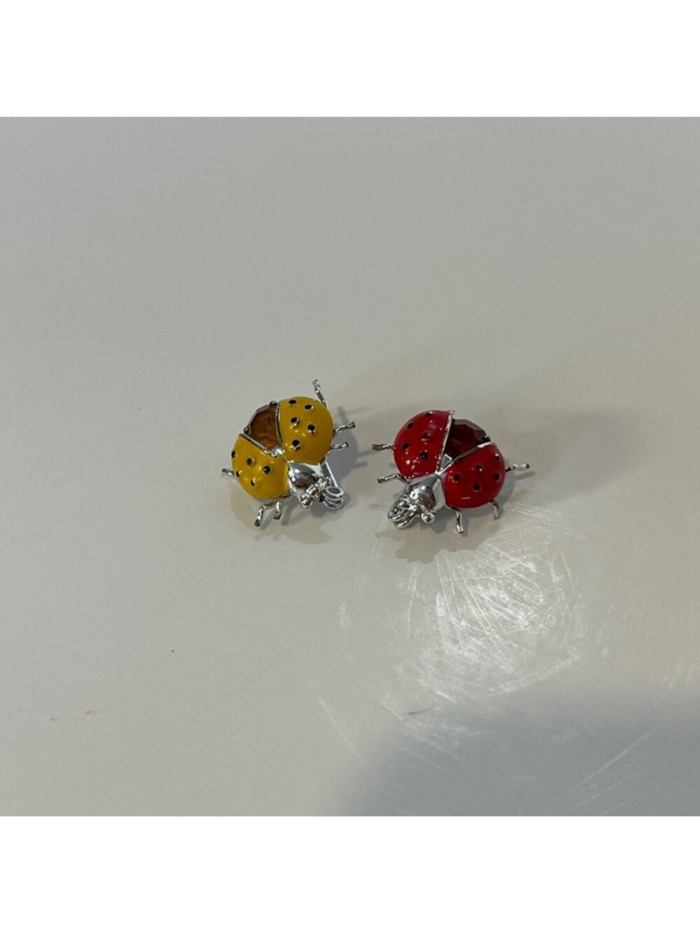 Vintage Ladybug Red and Yellow Lot of 2 Pin Brooch Jem Jewel Jewelry